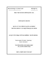 (Luận văn thạc sĩ) quản lý tài chính tại sở lao động thương binh và xã hội tỉnh quảng bình 