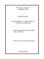 KIỂM THỬ HỒI QUY TỰ ĐỘNG CHO CÁC ỨNG DỤNG LUSTRE/SCADE Chuyên ngành : KHOA HỌC MÁY TÍNH. TÓM TẮT LUẬN ÁN TIẾN SĨ KỸ THUẬT