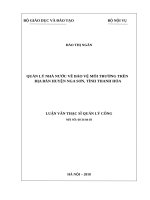 Quản lý nhà nước về bảo vệ môi trường trên địa bàn huyện nga sơn, tỉnh thanh hóa 