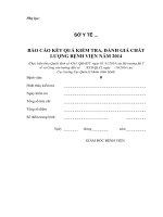 BÁO CÁO KẾT QUẢ KIỂM TRA, ĐÁNH GIÁ CHẤT LƯỢNG BỆNH VIỆN NĂM 2014