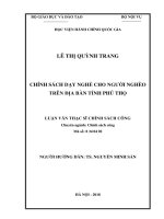 (Luận văn thạc sĩ) chính sách dạy nghề cho người nghèo trên địa bàn tỉnh phú thọ 