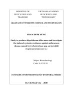 Nghiên cứu tạo oligochitosan – silica nano và khảo sát tính kích kháng bệnh thán thư do nấm colletotrichum spp  gây hại cây ớt (capsicum frutescens l ) TT 