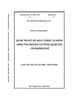 Quản trị rủi ro hoạt động tại ngân hàng thương mại cổ phần quân đội   chi nhánh huế 