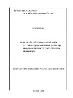 Phân quyền giữa cơ quan nhà nước ở trung ương với chính quyền địa phương cấp tỉnh từ thực tiễn tỉnh bình phước 