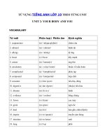 Tải Từ vựng tiếng Anh 10 Unit 2 Your body and you - Từ vựng Unit 2 SGK tiếng Anh 10 đầy đủ nhất