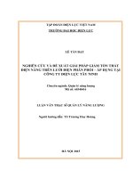 NGHIÊN CỨU VÀ ĐỀ XUẤT GIẢI PHÁP GIẢM TỔN THẤT ĐIỆN NĂNG TRÊN LƯỚI ĐIỆN PHÂN PHỐI – ÁP DỤNG TẠI CÔNG TY ĐIỆN LỰC TÂY NINH. LUẬN VĂN THẠC SĨ QUẢN LÝ NĂNG LƯỢNG