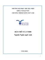 TRƯỜNG ĐẠI HỌC THỦ DẦU MỘT KHOA NGOẠI NGỮ CHƯƠNG TRÌNH NGÔN NGỮ ANH BẢN MÔ TẢ CTDH Ngành Ngôn ngữ Anh NĂM 2020