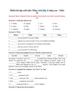 Tải Phiếu bài tập cuối tuần Tiếng Anh lớp 4 nâng cao - Tuần 12 - Bài tập cuối tuần 12 Tiếng Anh lớp 4 có đáp án