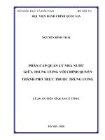 Phân cấp quản lý nhà nước giữa trung ương với chính quyền thành phố trực thuộc trung ương 