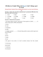 Tải Đề kiểm tra 15 phút Tiếng Anh lớp 11 Unit 5: Being a part of ASEAN - Tiếng Anh lớp 11 Unit 5: Being a part of ASEAN có đáp án