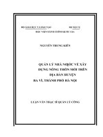 Quản lý nhà nước về xây dựng nông thôn mới trên địa bàn huyện ba vì, thành phố hà nội 