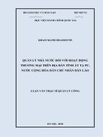 Quản lý nhà nước đối với hoạt động thương mại trên địa bàn tỉnh tạ pư nước cộng hòa dân chủ nhân dân lào 