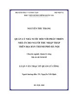 Quản lý nhà nước đối với phát triển nhà ở cho người thu nhập thấp trên địa bàn thành phố hà nội 