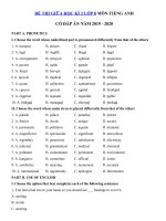 Tải Đề cương ôn thi giữa kì 2 lớp 8 môn tiếng Anh năm 2019 - 2020 - Đề kiểm tra tiếng Anh lớp 8 có đáp án