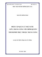 Phân cấp quản lý nhà nước giữa trung ương với chính quyền thành phố trực thuộc trung ương 