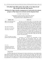 Giải pháp hoàn thiện quản lý dự án đầu tư xây dựng tại quỹ đầu tư phát triển tỉnh Thái Nguyên