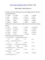 Tải Đề thi thử học sinh giỏi lớp 6 môn tiếng Anh năm 2019 - 2020 - Đề ôn thi học sinh giỏi môn tiếng Anh lớp 6 có đáp án