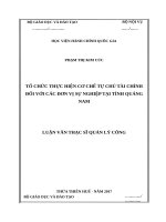 Tổ chức thực hiện cơ chế tự chủ tài chính đối với các đơn vị sự nghiệp tại tỉnh quảng nam 