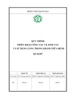 BỆNH VIỆN BẠCH MAI QUY TRÌNH TRIỂN KHAI CÔNG TÁC VỆ SINH TAY VÀ SỬ DỤNG GĂNG TRONG KHÁM CHỮA BỆNH