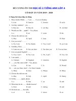 Tải Đề cương ôn tập tiếng Anh lớp 4 học kỳ 2 năm 2019 - 2020 - Đề thi cuối học kì 2 lớp 4 môn tiếng Anh có đáp án