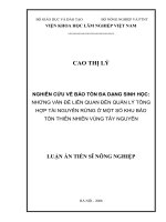 NHỮNG VẤN ĐỀ LIÊN QUAN ĐẾN QUẢN LÝ TỔNG HỢP TÀI NGUYÊN RỪNG Ở MỘT SỐ KHU BẢO TỒN THIÊN NHIÊN VÙNG TÂY NGUYÊN LUẬN ÁN TIẾN SĨ NÔNG NGHIỆP