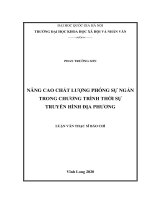 Nâng cao chất lượng phóng sự ngắn trong chương trình thời sự truyền hình địa phương