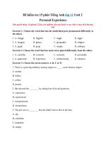 Tải Đề kiểm tra 15 phút Tiếng Anh lớp 11 Unit 2 hệ 7 năm - Tiếng Anh lớp 11 Unit 2: Personal experience