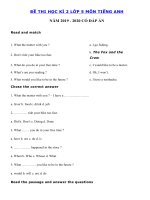 Tải Đề kiểm tra tiếng Anh lớp 5 học kỳ 2 năm 2019 - 2020 số 5 - Đề tiếng Anh lớp 5 kì 2 có đáp án
