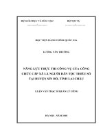 Năng lực thực thi công vụ của công chức cấp xã là người dân tộc thiểu số tại huyện sìn hồ, tỉnh lai châu 
