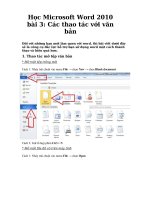 Tải Học Microsoft Word 2010 bài 3: Các thao tác với văn bản - Giáo trình tin học căn bản Microsoft Office Word 2010