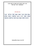 Sáng kiến kinh nghiệm, SKKN - Tạo hứng thú học tập cho học sinh THCS thông qua các trò chơi trong những tiết dạy học Toán