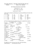 Tải Đề thi chọn học sinh giỏi lớp 6 môn tiếng Anh cấp trường trường THCS Chiềng Sàng, Sơn La năm học 2017-2018 có đáp án - Ôn thi học kì 2 lớp 6 môn tiếng Anh