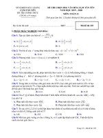 Đề thi chọn học sinh giỏi Toán 11 cụm Tân Yên Bắc Giang năm học 2019 2020, có đáp án