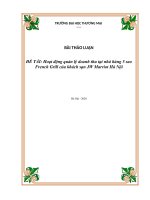 (Bài thảo luận) hoạt động quản lý doanh thu tại nhà hàng 5 sao french grill của khách sạn JW marriot hà nội