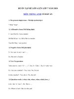 Tải Đề cương ôn hè môn Tiếng Anh lớp 6 lên lớp 7 - Bài tập ôn hè tiếng Anh lớp 6 lên lớp 7 có đáp án