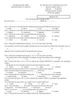Tải Đề thi giữa học kì 1 môn Tiếng Anh lớp 12 trường THPT Lý Thái Tổ, Bắc Ninh năm học 2016 - 2017 CÓ ĐÁP ÁN - Đề kiểm tra học kì 1 môn Tiếng Anh 12 có đáp án