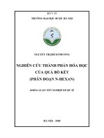 NGUYỄN THỊ BÍCH PHƯƠNG NGHIÊN cứu THÀNH PHẦN hóa học của QUẢ bồ kết (PHÂN đoạn n HEXAN) KHÓA LUẬN tốt NGHIỆP dược sĩ hà nội – 2020 
