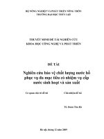 Nghiên cứu bảo vệ chất lượng nước hồ phục vụ đa mục tiêu có nhiệm vụ cấp nước sinh hoạt và sản xuất 