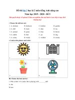 Tải Đề thi lớp 3 học kì 2 môn tiếng Anh nâng cao năm học 2019 - 2020 - Đề 5 - Đề thi Tiếng Anh học kỳ 2 tiếng Anh lớp 3 có đáp án