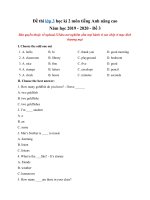 Tải Đề thi lớp 3 học kì 2 môn tiếng Anh nâng cao năm học 2019 - 2020 - Đề 3 - Đề thi Tiếng Anh học kỳ 2 tiếng Anh lớp 3 có đáp án