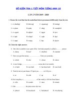Tải Đề kiểm tra 1 tiết lần 2 tiếng Anh lớp 10 năm 2019 - 2020 - Đề kiểm tra tiếng Anh 10 mới