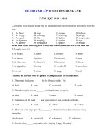 Tải Đề ôn thi vào lớp 10 chuyên Tiếng Anh năm học 2019 - 2020 số 15 - Đề thi vào lớp 10 chuyên Anh có đáp án