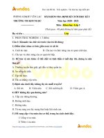 Tải về Đề thi học kì 1 lớp 5 môn Khoa học trường Tiểu học Kim Ngọc,