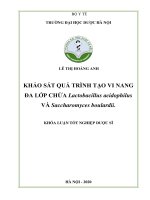 LÊ THỊ HOÀNG ANH KHẢO sát QUÁ TRÌNH tạo VI NANG đa lớp CHỨA LACTOBACILLUS ACIDOPHILUS và SACCHAROMYCES BOULARDII 