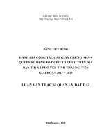 Đánh giá công tác cấp giấy chứng nhận quyền sử dụng đất cho tổ chức trên địa bàn thị xã phổ yên tỉnh thái nguyên giai đoạn 2017 2019 