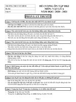 Đề cương ôn tập học kì 1 môn Vật lý lớp 6 năm 2020 - 2021 THCS Tân Bình | Vật lý, Lớp 6 - Ôn Luyện