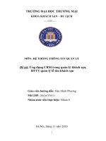 (Thảo luận hệ thống thông tin quản lý) ứng dụng CRM trong quản lý khách sạn, HTTT quản lý lễ tân khách sạn