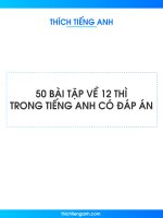 50 Bài tập 12 thì trong Tiếng Anh có đáp án
