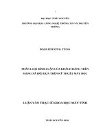 Phân loại bình luận của khách hàng trên mạng xã hội dựa trên kỹ thuật máy học 