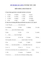 Tải Đề thi học kì 1 tiếng Anh lớp 6 chương trình mới - Đề kiểm tra tiếng Anh lớp 6 có đáp án